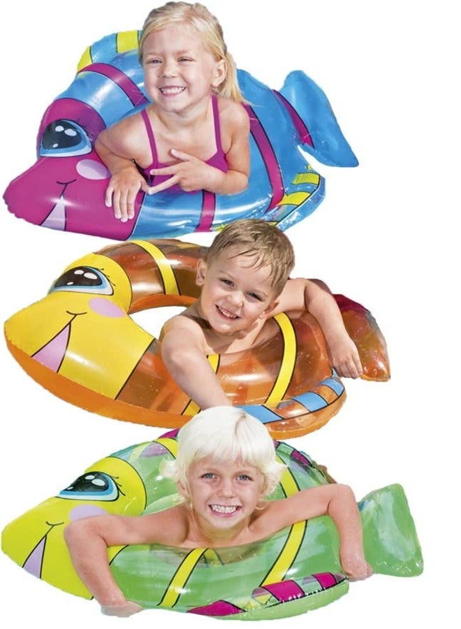 إيكان عوامة/حلقة سباحة للأطفال من عمر 4 إلى 8 سنوات، مزينة برسومات أسماك كرتونية من إيكان. - Image 3